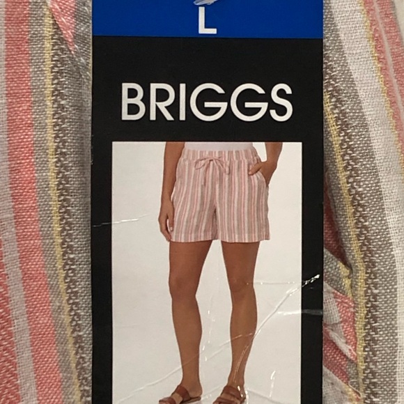 Briggs Wm's Linen Blend Short • Sz L • Pink Stripe • NWT - Picture 3 of 9